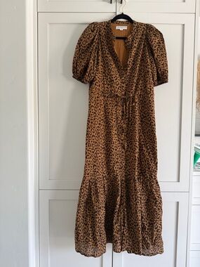Emerson Fry Leopard-Print Puff Sleeve Lucy Maxi Dress